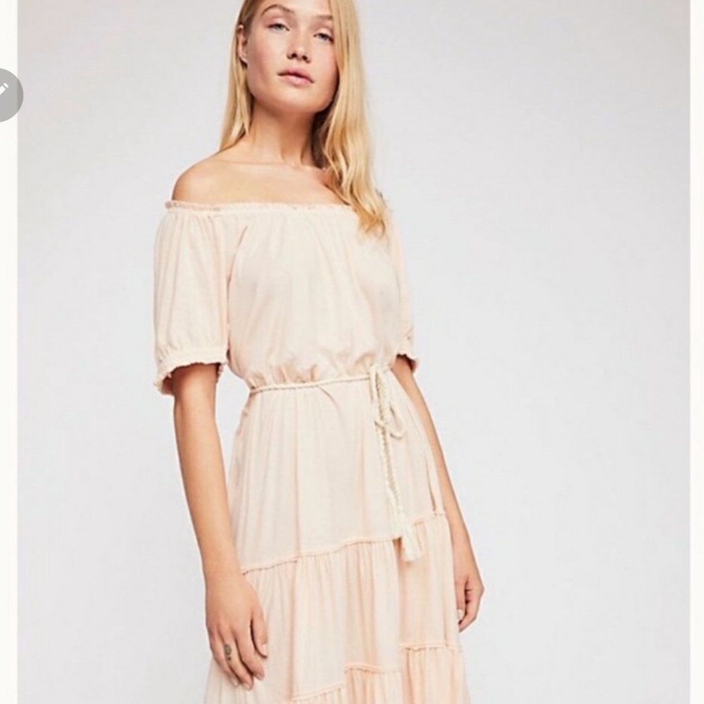 Free People Off-Shoulder Cream Midi Dress
